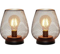 TRIROCKS 2 āra Vintage dekoratīvo galda lampu komplekts ar bateriju darbināmu galda lampu Metāla būris Bezvadu laternas ar LED spuldzīti kāzām, ballītēm, patio pasākumiem iekštelpu plauktu dekorēšanai