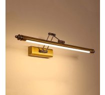 Retro misiņa spoguļlampa vannas istabai, LED vannas istabas gaisma spoguļlampa, regulējama ar metāla pamatni, Vintage kabineta gaisma, 3000 K silti balta sienas gaisma, iekštelpu antīka gaisma spoguļskapim, 60 cm / 12 W