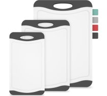 Plastmasas dēlītis, 3 gabaliņu komplekts, neslīdošs, bez BPA, ar rokturi un rokturi, piemērots mazgāšanai trauku mazgājamā mašīnā, brokastu galds, virtuves galds (melns/balts)