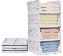 4 saliekamo skapju organizatoru komplekts, atvilktņu kaste, saliekamās uzglabāšanas kastes, plastmasas organizators, plauktu skapis, saliekamās atvilktnes drēbēm, guļamistabai, virtuvei, vannas istabai, balts
