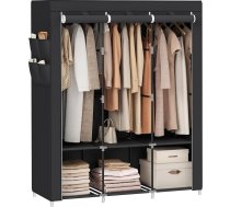 SONGMICS Auduma drēbju skapis 45 x 130 x 167 cm 3 pakaramie nodalījumi ar plauktiem 4 sānu kabatas Liela telpa guļamistabai Dzīvojamā istaba Melns RYG092B02