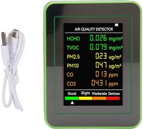 YWBL-WH Gaisa kvalitātes detektors CO2 TVOC HCHO PM2.5 PM10 monitors ar krāsainu LCD displeju Pārnēsājams uzlādējams 1200 mAh uzlādējams gaisa kvalitātes testēšanai iekštelpās, mājas birojā (melns)