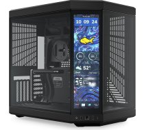 Hyte Y70 Touch Infinite Dual Chamber ATX Mid Tower moderna, estētiska korpuss ar iebūvētu 2,5K LCD skārienjūtīgo ekrānu - Pitch Black