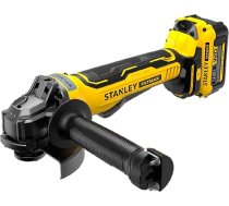 Stanley FatMax V20 akumulatora leņķa slīpmašīna SFMCG700M2K (18 V, 4,0 Ah, 125 mm diska diametrs, bezsuku motors, izturīgs lietais alumīnija korpuss, komplektā 2 akumulatori, lādētājs + koferis), dzeltena/melna