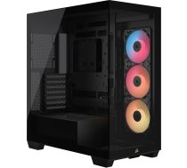 Corsair 3500X RS-R ARGB Mid-Tower PC korpuss - 3 x RS120-R ARGB ventilatori, vieta līdz 10 x 120 mm ventilatoriem, saderīgs ar aizmugurējo portu pamatplatēm - melns