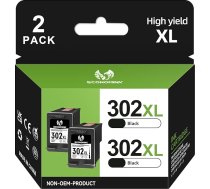 Economink 302XL kasetnes saderīgas ar HP 302 melnas krāsas kasetnēm HP Envy 4525 4520 4522 4522 4523 4524 Officejet 3830 3831 3833 Deskjet 3630 3636 3638 1110 (melnas, 2 gab.)