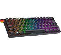 Geeky GK61 60% | Mehāniskā spēļu tastatūra | 62 taustiņi ar daudzkrāsainu RGB LED apgaismojumu PC/Mac spēlētājiem | ISO DE Qwertz vācu izkārtojums (melns, mehānisks, sarkans)