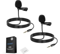 NEEWER CM5 Lav mikrofons (2 gab.) 1,2 m vadu klips uz Lavalier klēpja daudzvirzienu kondensatora 3,5 mm TRS mini mikrofons, saderīgs ar DJI raidītāju kameru Rode Wireless GO II 2, 1 x tīrīšana