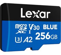 Lexar Blue Micro SD karte 256 GB, lasīšanas ātrums līdz 160 MB/s, microSDXC UHS-I karte, 10. klase, U3, V30, A2, Full HD un 4K video, ātrdarbīga atmiņas karte viedtālruņiem/tabletiem/aktīvajām kamerām