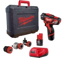 Milwaukee M12BDDXKIT-202C M12 4-in-1 urbjmaЕЎД«nu komplekts (2 x 2,0Ah litija jonu akumulatori, lДЃdД“tДЃjs, 10 mm skava un papildu galviЕ†as)