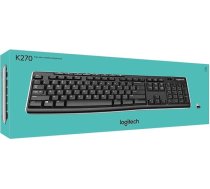Logitech K270 bezvadu tastatūra, 2,4 GHz savienojums, izmantojot USB Unifying uztvērēju, 8 multivides un īsceļu taustiņi Izturīga pret šļakatām, 2 gadu akumulatora darbības laiks, franču AZERTY izkārtojums