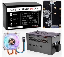 GeeekPi Alumīnija NAS korpuss ar ledus torņa dzesētāju, M.2 SATA SSD adaptera plati, pasīvs korpuss ar 4007 īpaši klusu PWM ventilatoru Raspberry Pi 4 Model B 2GB 4GB 8GB
