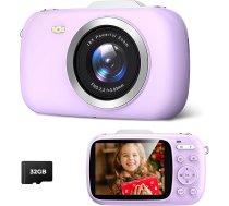 Digitālā kamera, 48 MP 1080P Full HD kamera, 32 GB TF karte, 3,0 collu ekrāns, pārnēsājama kompaktā kamera ar 16x digitālo tālummaiņu, 4K Ultra HD video ierakstīšana (violeta)