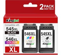 KINGJET PG 545 CL 546 XL PG-545XL CL-546XL kasetnes saderīgas ar Canon printera kasetne 545 546 XL priekš Pixma MX495 TR4550 TR4551 MG2550s MG2555s TS3150 TS3151 TS3350 MG3055 0 0 0 MG3051 (melna)