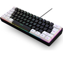 Snpurdiri 60% spēļu tastatūra, Ergonomiska, maza, mini spēļu tastatūra, klusa, kompakta RGB tastatūra Windows, datoram, klēpjdatoram, spēlēm - 61 taustiņš, balta/melna krāsa