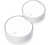 TP-Link Deco X50-PoE Wi-Fi 6 Mesh WLAN komplekts (2 komplekti), AX3000 divjoslu maršrutētājs un retranslators (atbalsta PoE un līdzstrāvas barošanas avotu, 2,5 Gbps pieslēgvieta, diapazons līdz 420 m², WPA3, ideāli piemērots lielām mājām), b