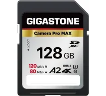 [GIGASTONE 128GB SD karte, 4K Camera Pro MAX, A2 4K SDXC zibatmiņas karte, saderīga ar Canon Nikon Sony Kodak Panasonic digitālajām kamerām -mit Mini Case
