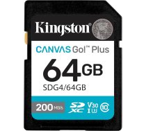Kingston Canvas Go Plus SDXC atmiņas karte Gen4 200MB/s C10 UHS-I U3 V30 64GB-SDG4/64GB
