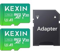 KEXIN 128GB Micro SD karte 2 MicroSDXC atmiņas kartes un SD adapteris, paredzētas rīcības kamerām GoPro droniem un planšetdatoriem, lasīšanas ātrums līdz 95MB/s, 4K UHD video ierakstīšanas TF karte, C10, U3, A1, V30