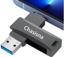 256 GB USB zibatmiņas karte tālrunim, 3 in 1 atmiņas karte ar USB, i O S un C tipa pieslēgvietu fotoattēlu un video pārsūtīšanai, saderīga ar iPhone iPad, datoru un Android (pelēka)