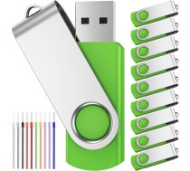 FEBNISCTE USB 64GB 10 gabali Atmiņas zibatmiņas 64 GB SB 2.0 zibatmiņas diskdziņš Zaļš Pārnēsājams lēts ar 10 vienībām USB kabelis Praktisks un ekonomisks dokumentiem / fotogrāfijām / MP3 / video