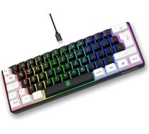 Snpurdiri 60% vadu spēļu tastatūra, maza, pārnēsājama, kompakta RGB tastatūra datoram, Mac, birojam, spēlēm (61 taustiņš, vācu alfabēts, balts-melns)