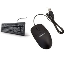Trust 24092 Taro vadu tastatūra, QWERTZ izkārtojums, klusie taustiņi, noturīga pret šļakatām - melna & Amazon Basics - optiskā pele ar 3 pogām un USB portu operētājsistēmām Windows un Mac OS X, melna