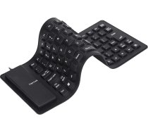 Annadue salokāmā silikona tastatūra, USB vadu spēļu tastatūra, 85 taustiņi, ūdensizturīga, grozāma, klusa, mīksta silikona tastatūra datoram, piezīmjdatoram, klēpjdatoram (melna)