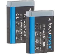 2 x Blumax akumulators, saderīgs ar Canon NB-13L, 1250 mAh, PowerShot G1 X Mark III - G5 X G9 X Mark II - G7 X Mark III - SX730 HS - SX740 HS