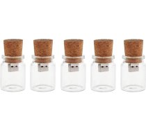 5 Pack 16GB Cute Flash Drive USB 2.0 uzglabāšanas burkas Unikāla kaste Stikla burka pudele un korķa Memory Stick Pen Drive Kāzu dāvana Elektronika Fancy