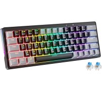 abucow 60% mehāniskā spēļu tastatūra, vadu kompakta tastatūra ar brūniem slēdžiem, RGB fona apgaismojums, anti-hosting, bezkonflikta, 63 maināmie taustiņi (pelēka/melna)