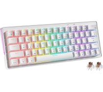 abucow 60% Mehānisks spēļu tastatūra ar Braunena slīpnēm, kabeļu savienojums, Kompakta tastatūra ar RGB apgaismojumu, Anti-Ghosting, Nekonflikte tastatūras, 63 dažādas tastatūras detaļas