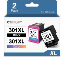CRTBOTW 301XL printeru kasetnes HP 301 Multipack atjaunoti tintes kārtridži priekš HP301 XL Deskjet 1000 1050 1510 2050 2510 3050 OfficeJet 2620 2622 Envy 4500 4502 5530 (melni,