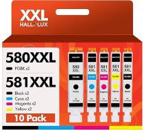 HALLOLUX PGI-580 CLI-581XXL Multi-Pack printeru kasetnes ir saderīgas ar Canon 580, 581, Canon TS705, TR8550, TS6150, TR7550, TS6250, TR7550, TS6250, TR8500, TS8251, TS6350, TS9550, TS6151, TS9551 (10Pack)