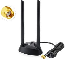 Vecys 2.4G / 5.8G divu frekvenču WiFi antenas signāla pastiprinātājs Magnētiskā bāze 6dBi RP-SMA Adapter Desktop PCIE tīkla karte AX200 Ārējā antena 1,2 m 3,9 pēdas WLAN maršrutētāja kartei Wireless