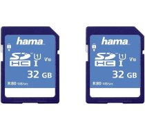 Hama SDHC atmiЕ†as karte 32GB SD 3.01 Standard 80MB/s Class 10 Datu droЕЎД«ba, pateicoties mehДЃniskДЃs ierakstД«ЕЎanas aizsardzД«bai, marД·Д“ЕЎanas lauks (2 gab.)