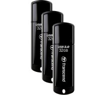 Transcend TS32GJF350 JetFlash 350 32GB USB zibatmiņas karte (tikai 8,5 g), melna (iepakojumā 3 gabali)