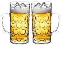 Plastmasas alus glāzes, 2 gab., caurspīdīgas, lielas, ar rokturiem, atkārtoti lietojamas alus krūzes klubiem, bāriem un ballītēm