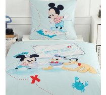 Bērnu gultas veļa 135 x 200 cm Mickey Mouse, Pluto & Donald Duck zēniem un meitenēm, 1 x spilvendrāna 80 x 80 cm + sega 135 x 200 cm, 100% kokvilna