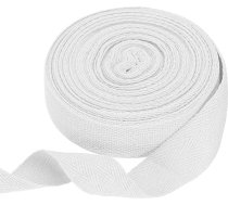 sourcing map Kokvilnas twill lente, 2,5 cm, 9,5 m, zigzaga lenta, ruļļi, slīpā lente mājas meistariem, rokdarbiem, šūšanai, dāvanu iesaiņošanai, balta