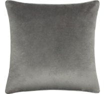 furn. Meridian spilvens ar pūku pildījumu – grezns dekoratīvais spilvens no samta ar kontrastējošu apmali (koksnes ogle/balts – 45x45cm)
