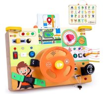 Hoarosall Busy Board Montessori rotaļlieta no 1 gada vecuma Stūres rats Bērnu ceļojumu rotaļlieta maziem bērniem Sensorā rotaļlieta bērniem ar autismu Ziemassvētku un dzimšanas dienas dāvana