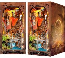 Farekass grāmatu stūrītis, DIY miniatūrais mājas leļļu nams ar LED apgaismojumu un putekļu aizsargu, miniatūrais mājas komplekts, grāmatu plauktu dekorācija, 3D koka puzles dāvanas, modeļu komplekts pieaugušajiem, pusaudžiem