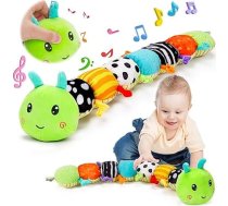 Bērnu rotaļlieta 0–3–6 mēneši Muzikāla kāpuru rotaļlieta ar satveršanas rotaļlietu grabulīti Bērnu spogulis Rotaļlieta Bērnu mīkstā rotaļlieta Sensorā rotaļlieta Jaundzimušajam zēnam meitenei Bērniem Ziemassvētku dāvana