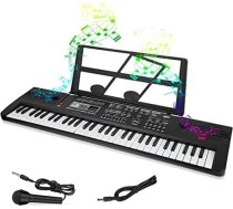 Bērnu digitālā klaviatūra, ideāla iesācēju klaviatūra ar 61 taustiņu un daudzām instrumentu skaņām, pārnēsājama klaviatūra iesācēju apmācībai ar statīvu un mikrofonu, zēniem