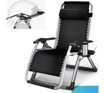 Saliekamais šezlongs, regulējams āra krēsls, 2-in-1 saules gultas, polsterēts dārza krēsls ar noņemamu galvas balstu, maksimālā slodze 200 kg, relaksējoša terases sega