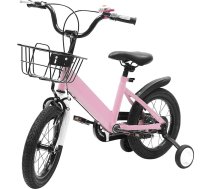14 collu bērnu velosipēds ar stabilizatoriem un grozu, augstuma regulējams velosipēds bērniem no 3 līdz 6 gadiem, zēniem un meitenēm