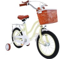 14 collu bērnu velosipēds meitenēm un zēniem Bērnu velosipēds 3 riteņu velosipēds 3–7 gadu vecumam, meitenēm un zēniem Āra pastaigu velosipēds ar stabilizatoriem un priekšējo grozu, 17–19 collas (bēšs)