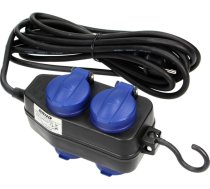 Pagarinātājs IP44, 4 ligzdas (2+2) 2P+Z (schuko), IP44, gumijas kabelis, H05RR-F 3x1.5, garums 5m