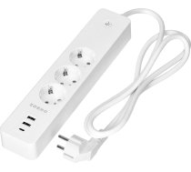 Pagarinātājs ar 3 iezemētām Schuko rozetēm un 3xUSB slēdzi, Tuya Smart Wi-Fi, balts